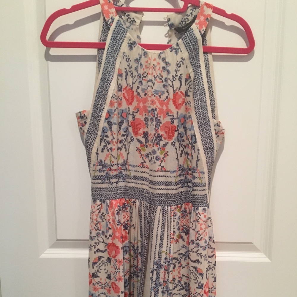 BCBGMaxAzria Floral Print Dress - Cream and Coral